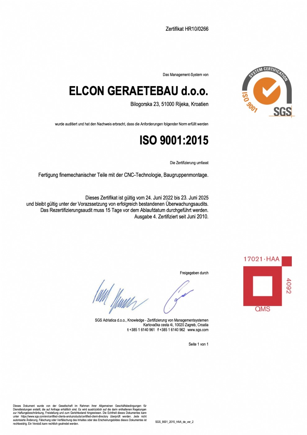 Certifikat ISO 9001:2015